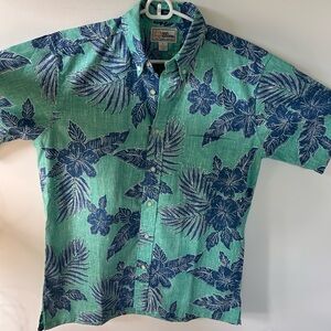 reyn spooner Teal & Navy Tropical Floral Button-Down Shirt